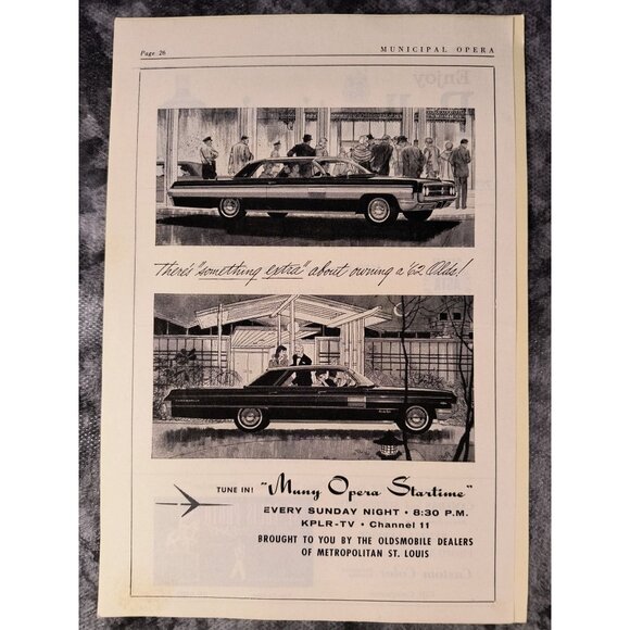 Vintage 1962 St. Louis Muny Opera Program Oldsmobile Ad & Ballantines Scotch Ad - Picture 1 of 2